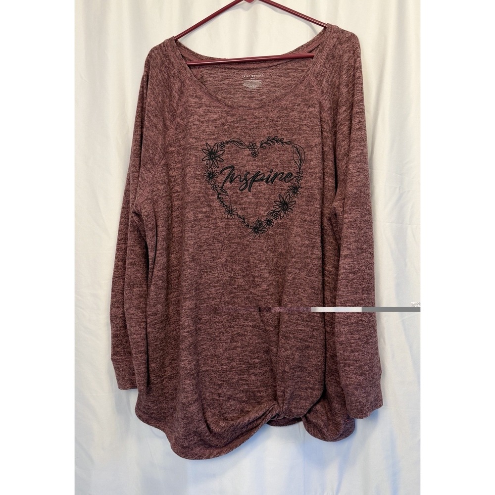 Lane Bryant 26/28 Womens Comfy Soft Pullover Sweater "Inspire", Knotted at Hem